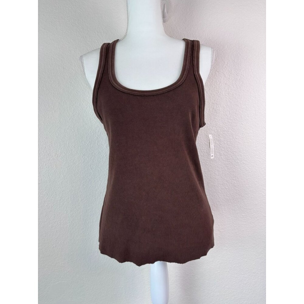 Aerie women's large brown ribbed‎ casual tank top stretch NWT